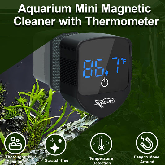 Aquarium Mini Magnetic Cleaner with Thermometer