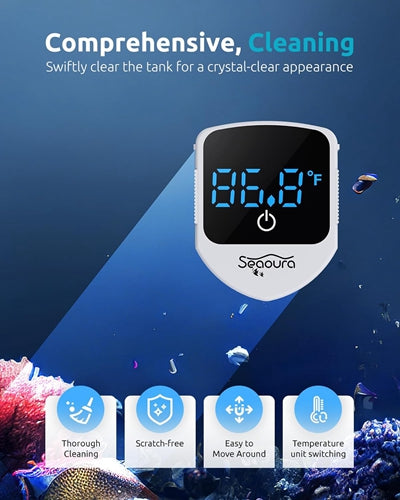 Limpiador magnético para acuarios Seaoura SR-520 con termómetro digital