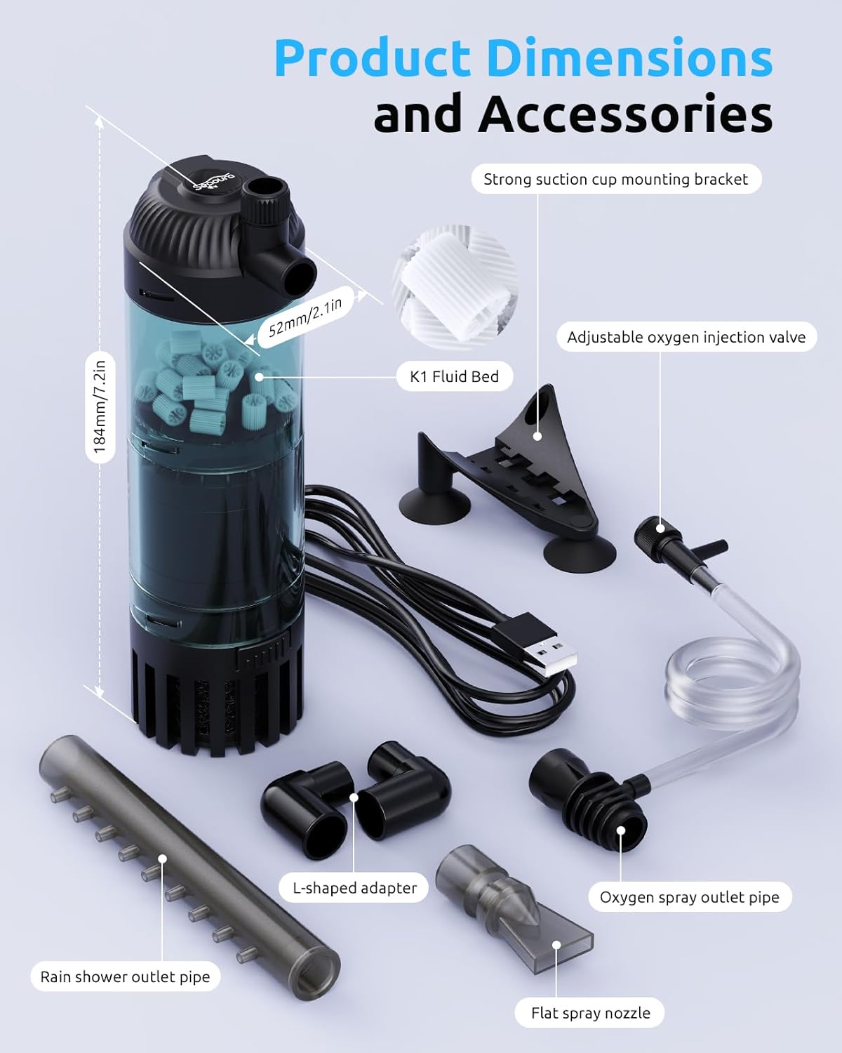 fish filter accessories Seaoura SR-701 K1 Submersible Aquarium Filter
