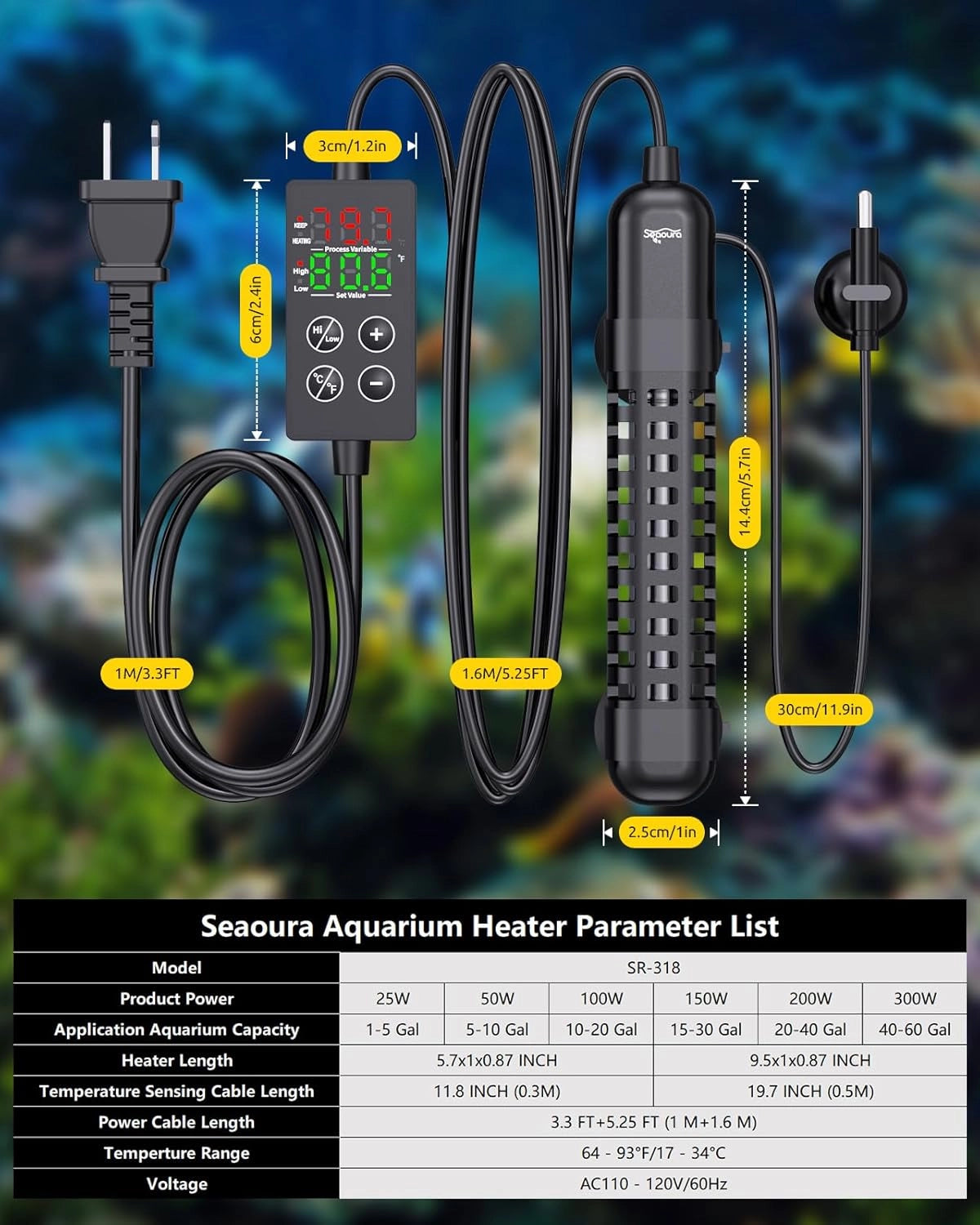 SEAOURA SR-318 Small Aquarium Heater-4