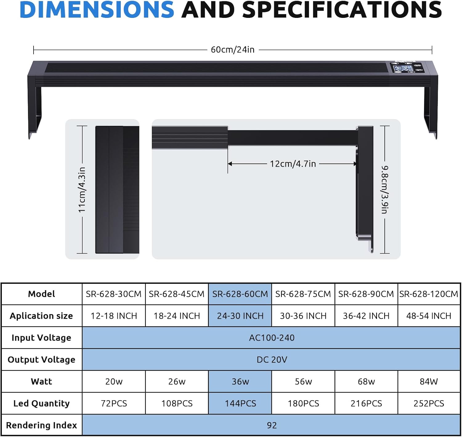 Seaoura SR-628 24/7 LED Aquarium Light