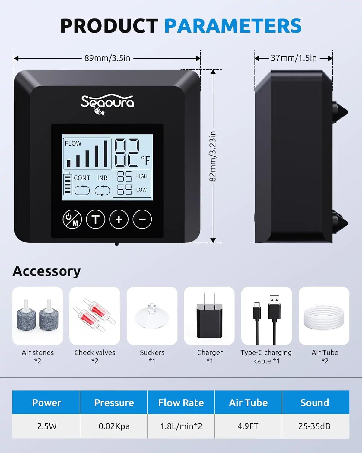 Seaoura ‎SR-206 Aquarium Air Pump