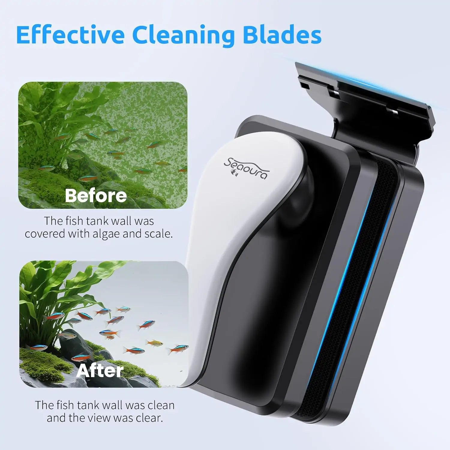 Seaoura SR-510 Magnetic Aquarium Algae Scraper Glass Cleaner
