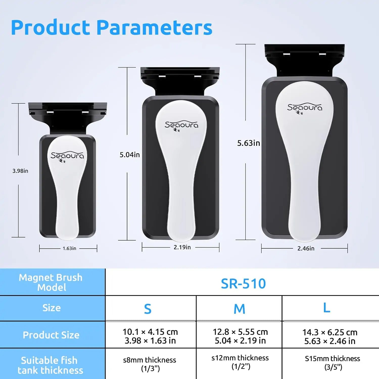 Seaoura SR-510 Magnetic Aquarium Algae Scraper Glass Cleaner
