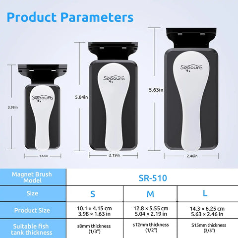 Seaoura SR-510 Magnetic Aquarium Algae Scraper Glass Cleaner