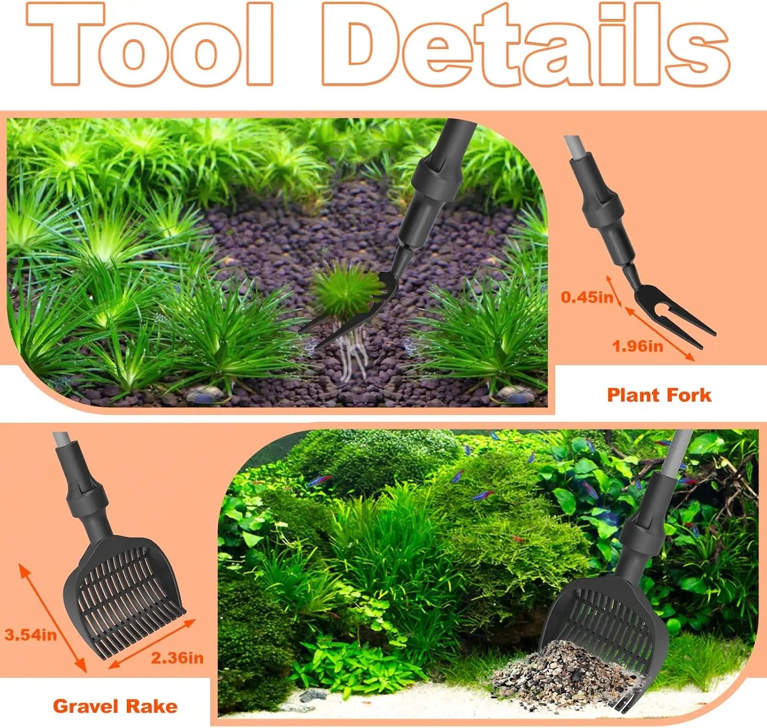 plastic plant and ornament cleaner for aquariums Seaoura 7-in-1 Multi-Function Aquarium Cleaning Tool Kit