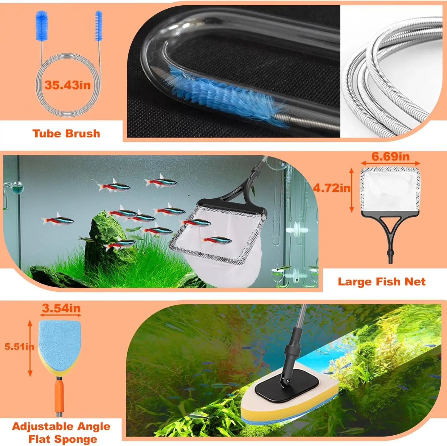 Seaoura SR-513 7 in 1 Multi Function Aquarium Cleaner Kit