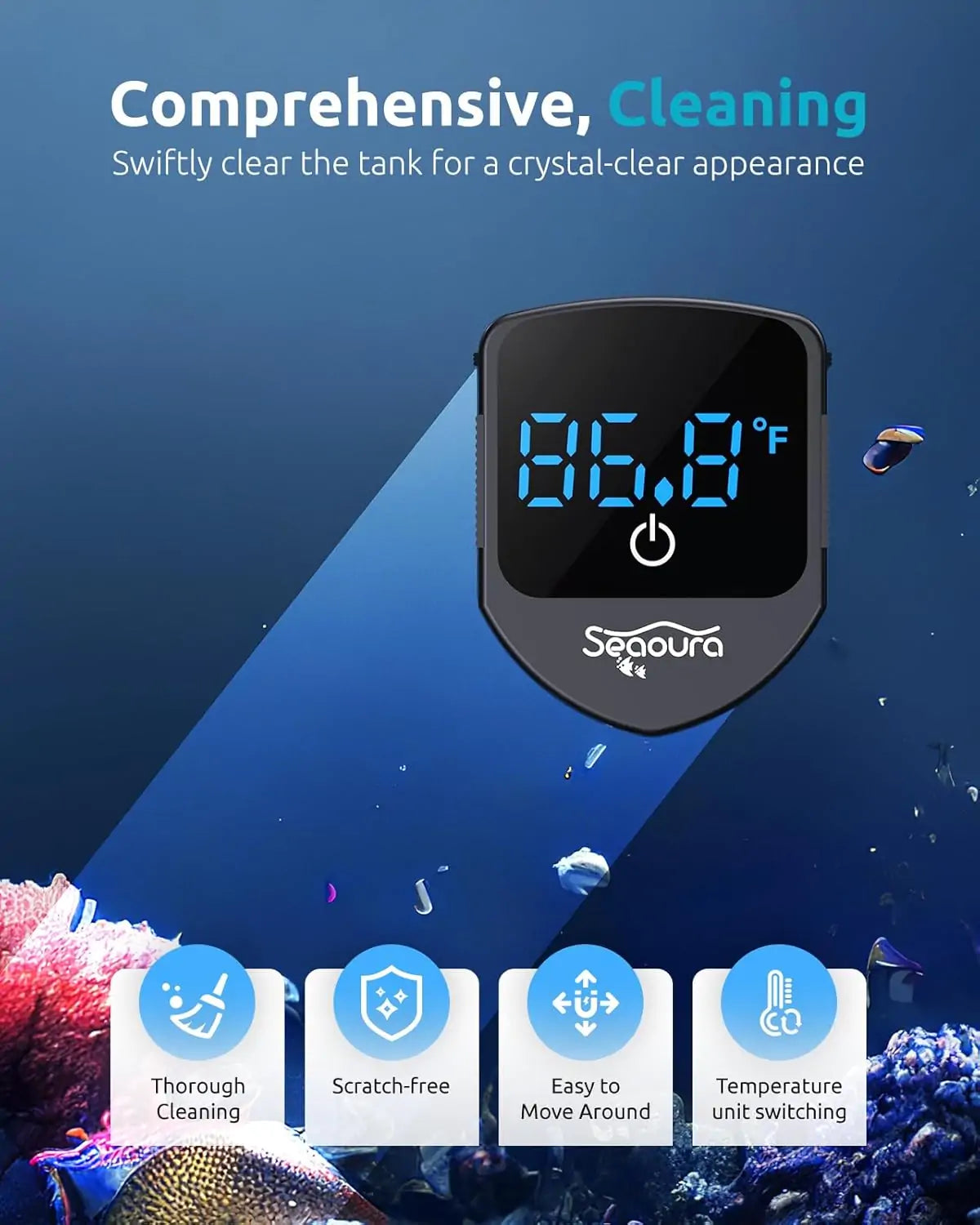 Seaoura SR-520 Aquarium Thermometer Magnetic Cleaner