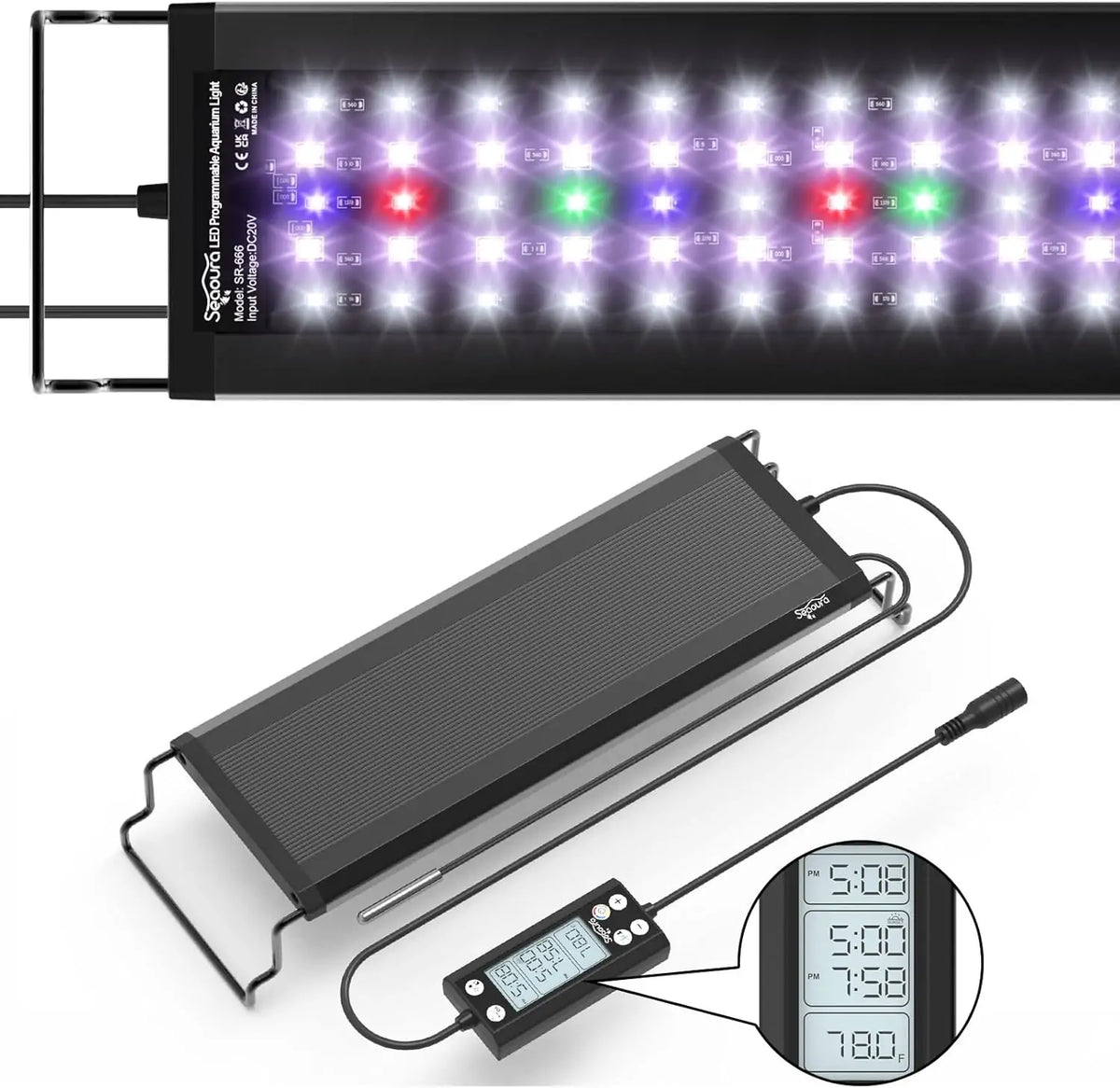 Seaoura SR-666 LED Aquarium Light with LCD Monitor
