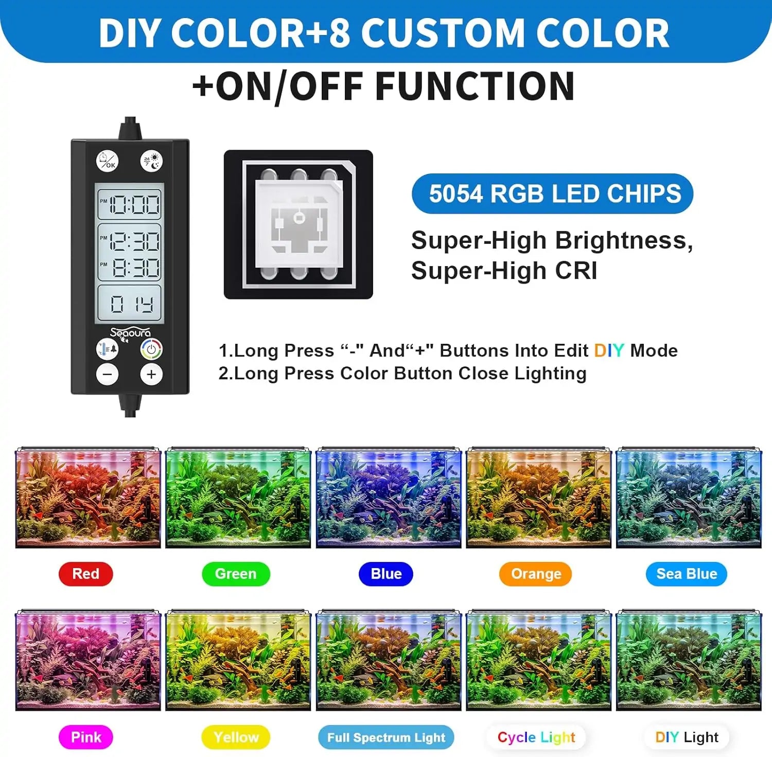 Seaoura SR-666 LED Aquarium Light with LCD Monitor