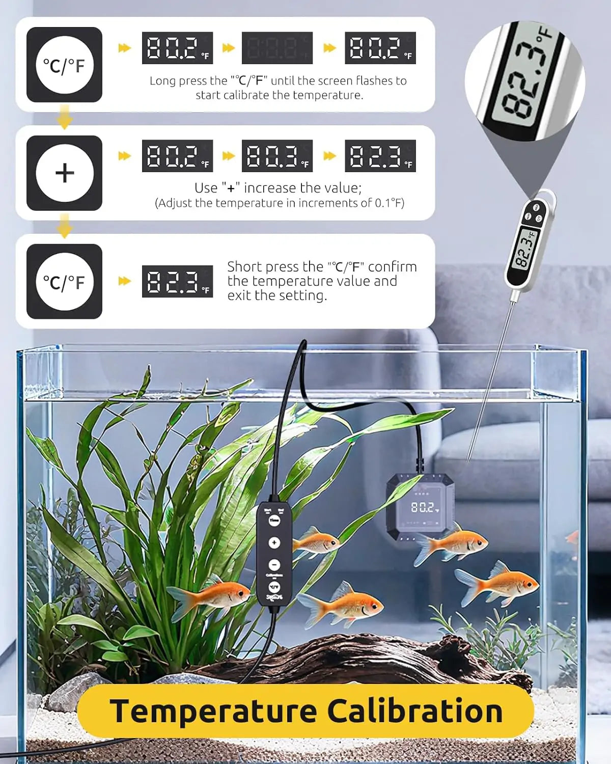 Seaoura SR-802 Aquarium Thermometer Submersible