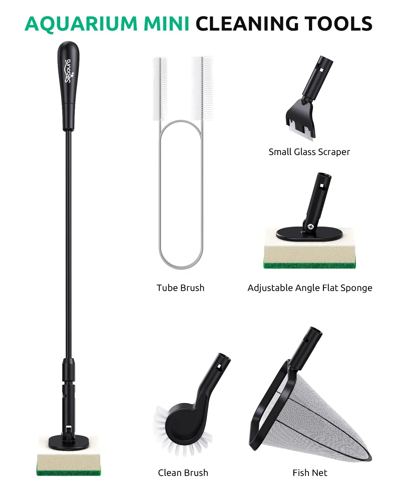 Seaoura SR-517 Aquarium Algae Scraper Cleaning Kit 5 in 1