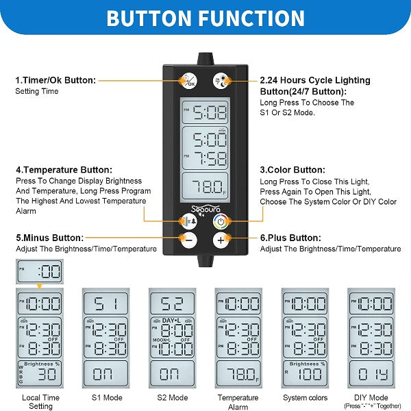 Seaoura SR-666 Aquarium Plant Light with Timer Button Function