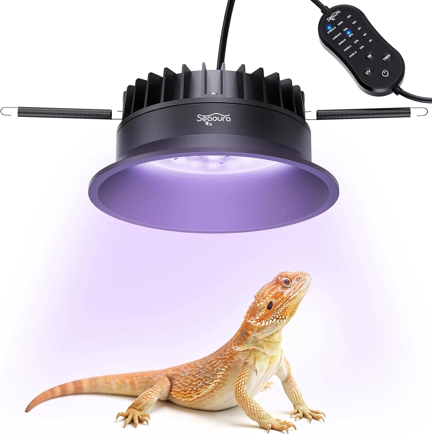 Seaoura reptile UVB LED light with timer controller for bearded dragon